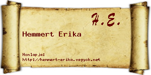 Hemmert Erika névjegykártya